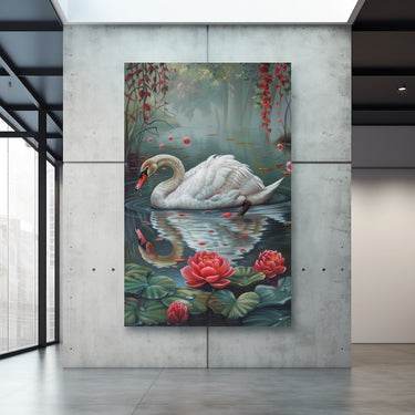 Canvas Swan Painting